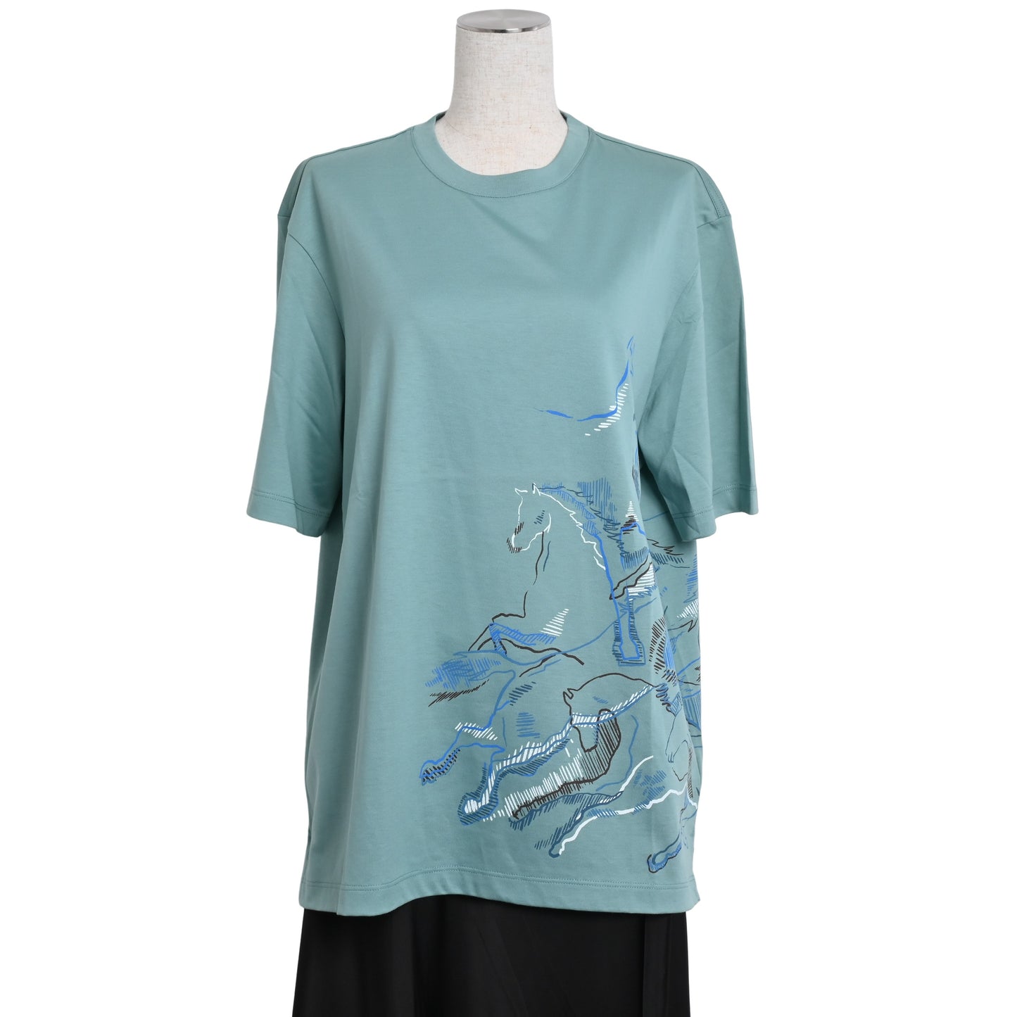 HERMES Tシャツ カヴァルカード コットン ミント S