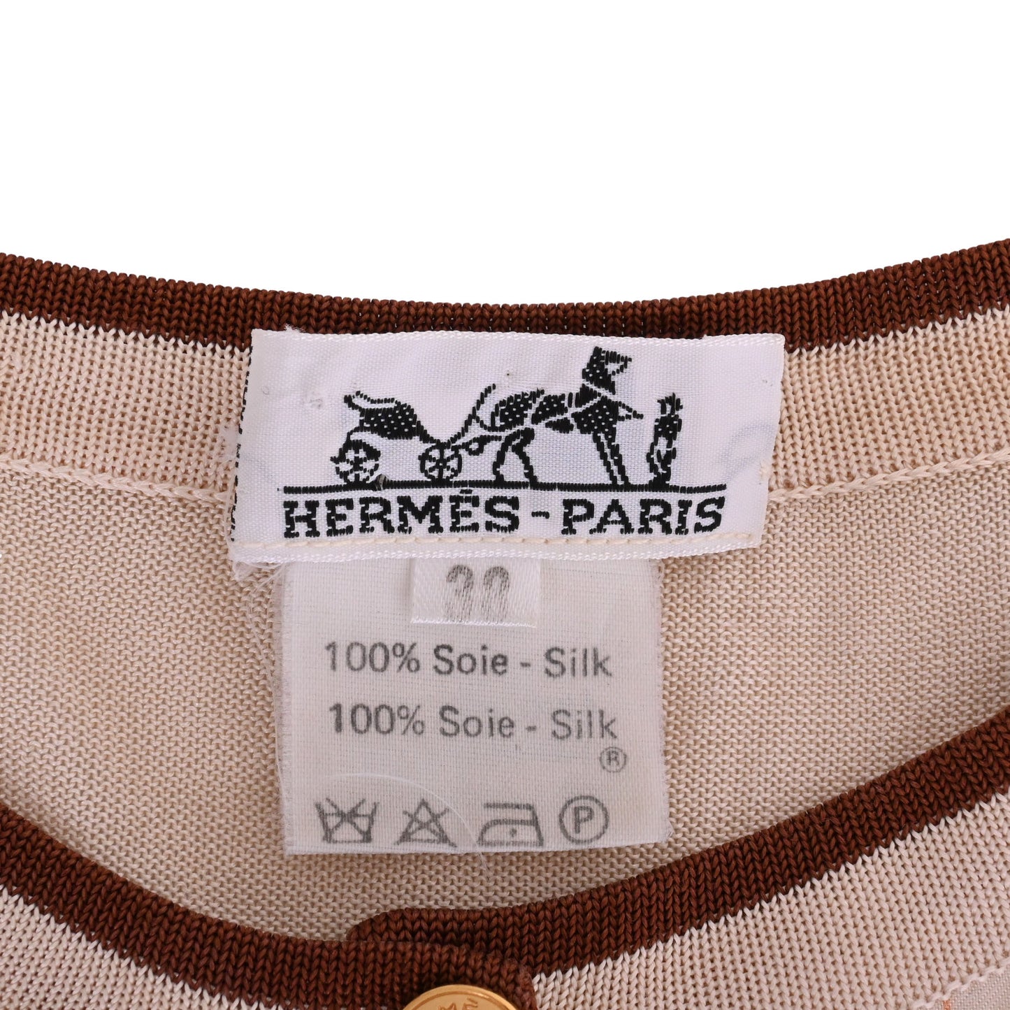 HERMES カーディガン 球体が奏でる音楽 シルク ベージュ 38