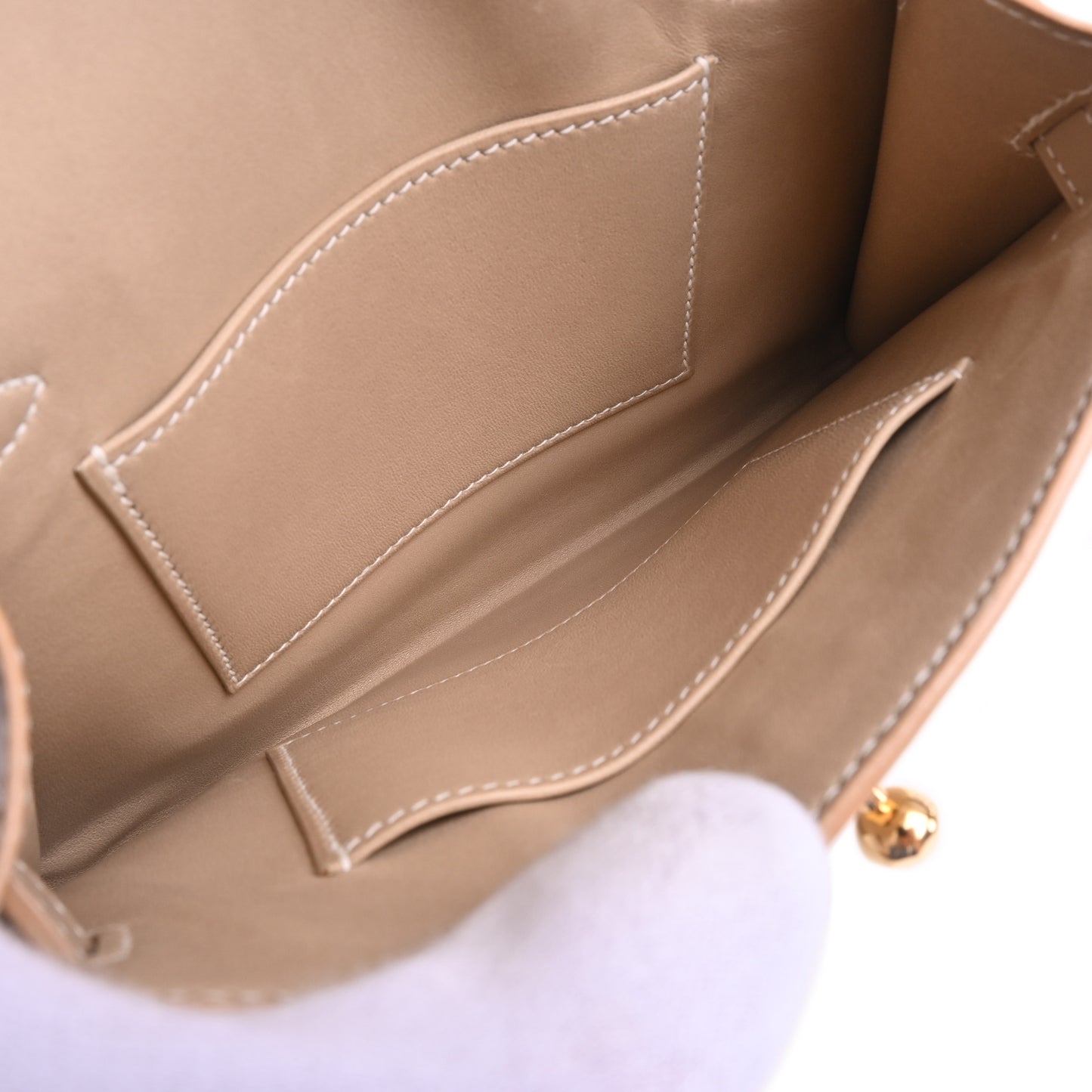 HERMES ケリークラッチ ボックスカーフ ベージュ GP □D刻印