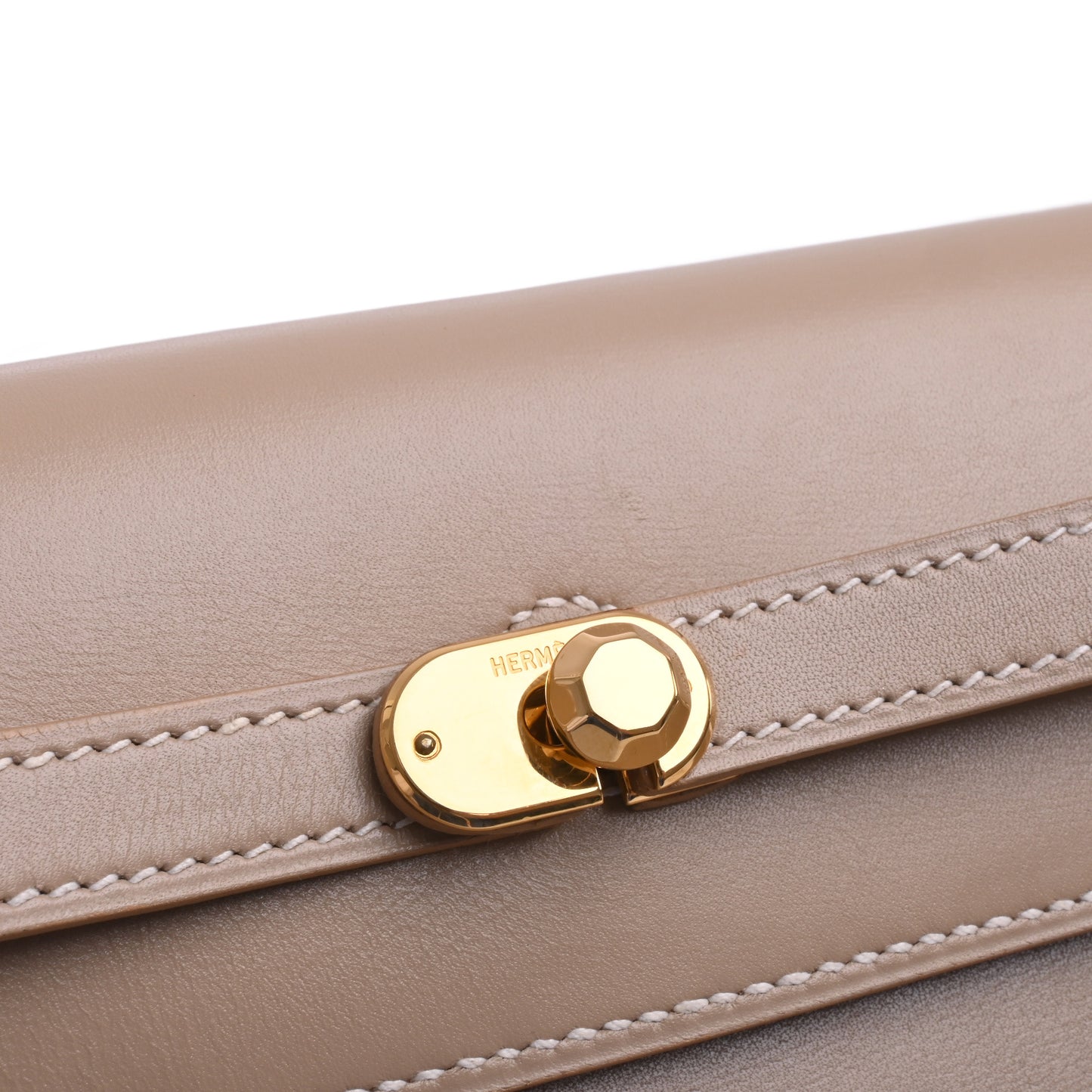 HERMES ケリークラッチ ボックスカーフ ベージュ GP □D刻印