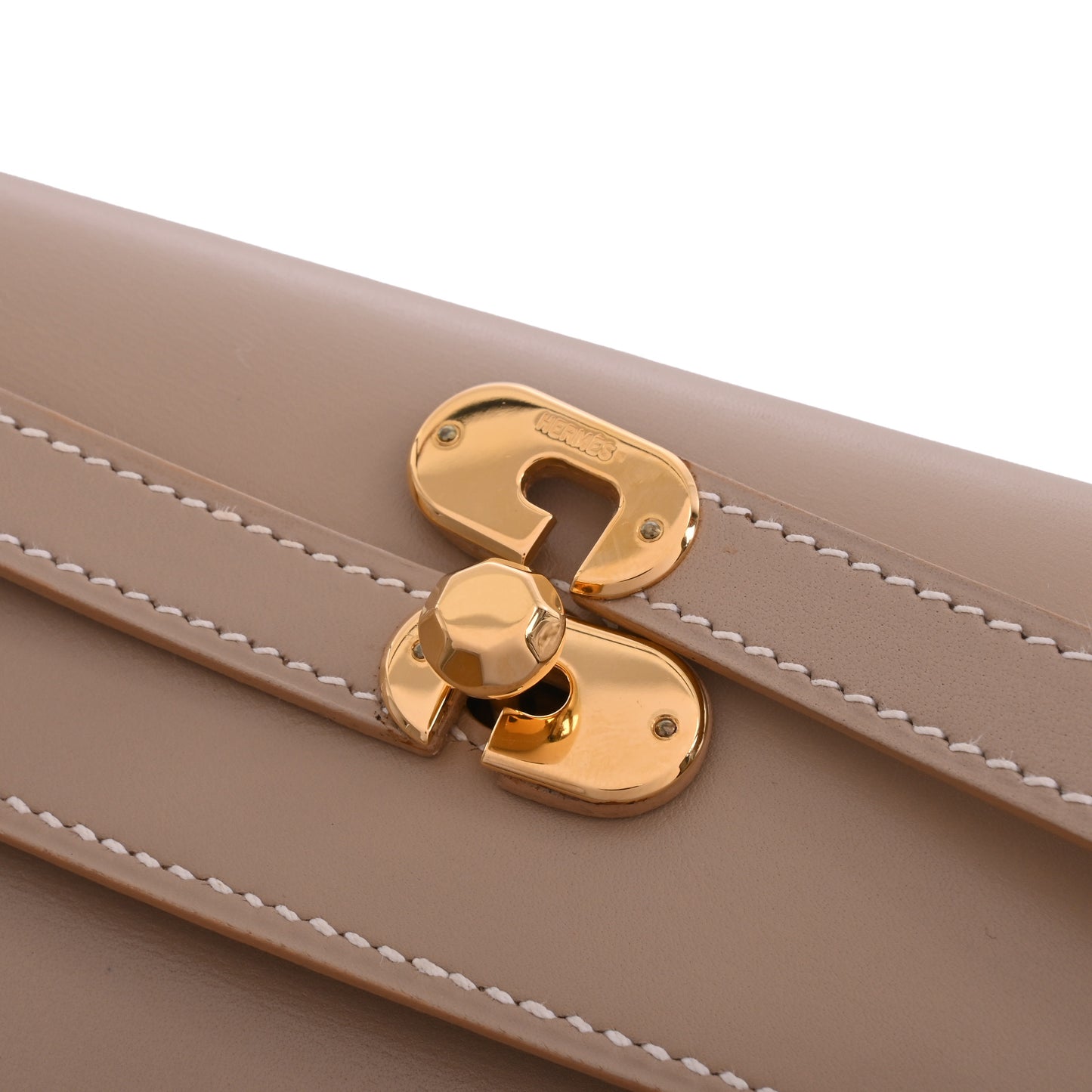 HERMES ケリークラッチ ボックスカーフ ベージュ GP □D刻印