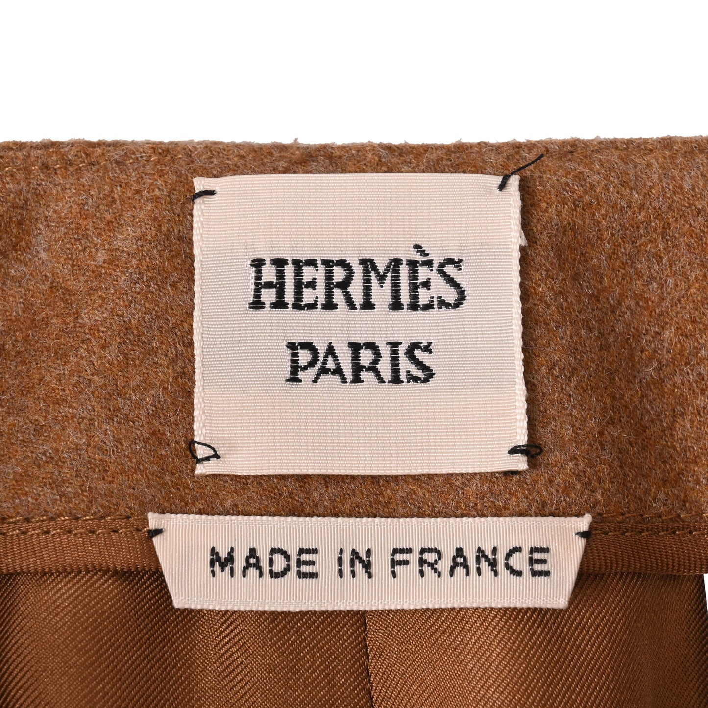 HERMES フレアスカート ウール混 ブラウン 38