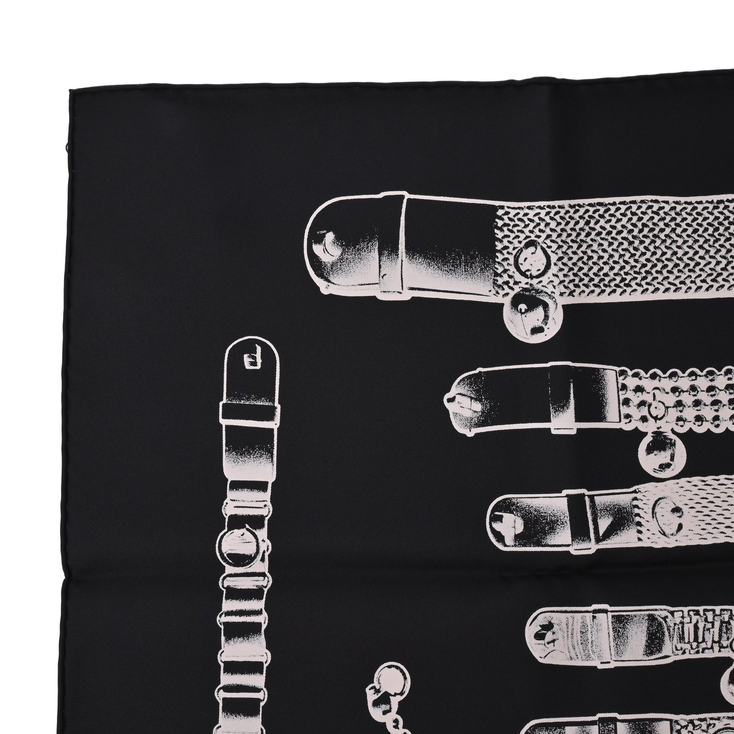 HERMES カレ90 トレゾール・ドゥ・メドール シルク 黒
