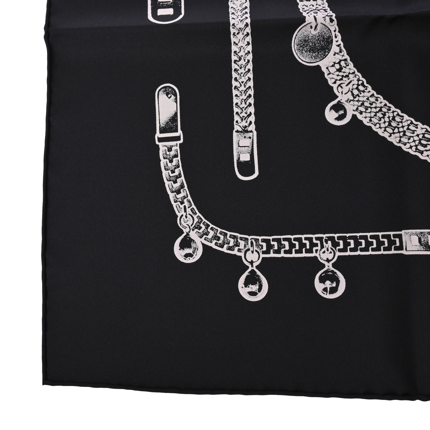 HERMES カレ90 トレゾール・ドゥ・メドール シルク 黒