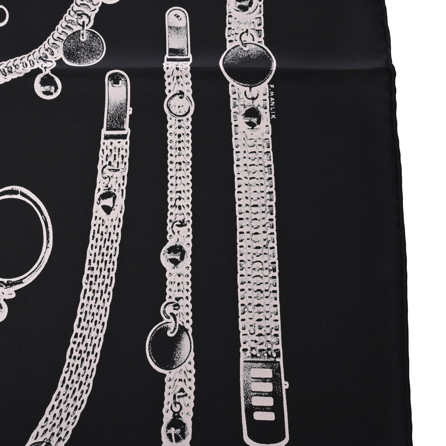 HERMES カレ90 トレゾール・ドゥ・メドール シルク 黒