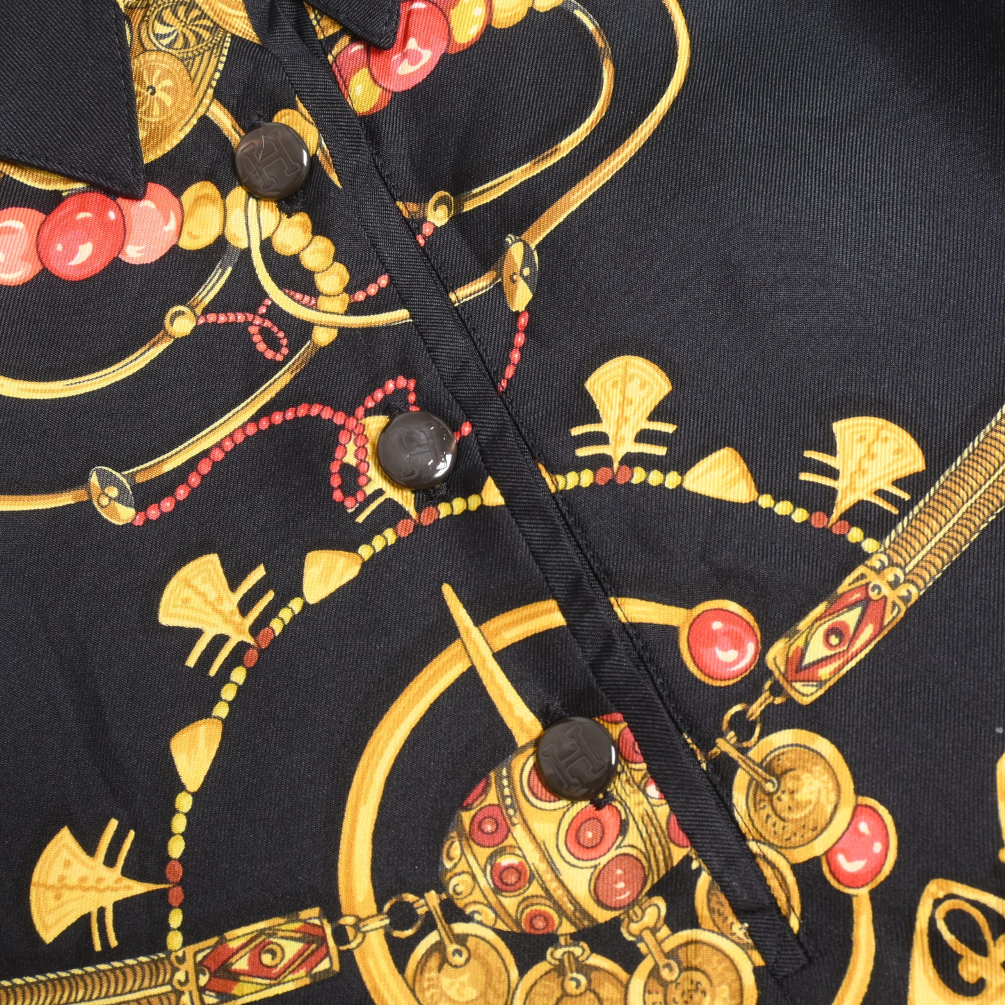 HERMES シャツ PARURES DES SABLES コットン 黒 M
