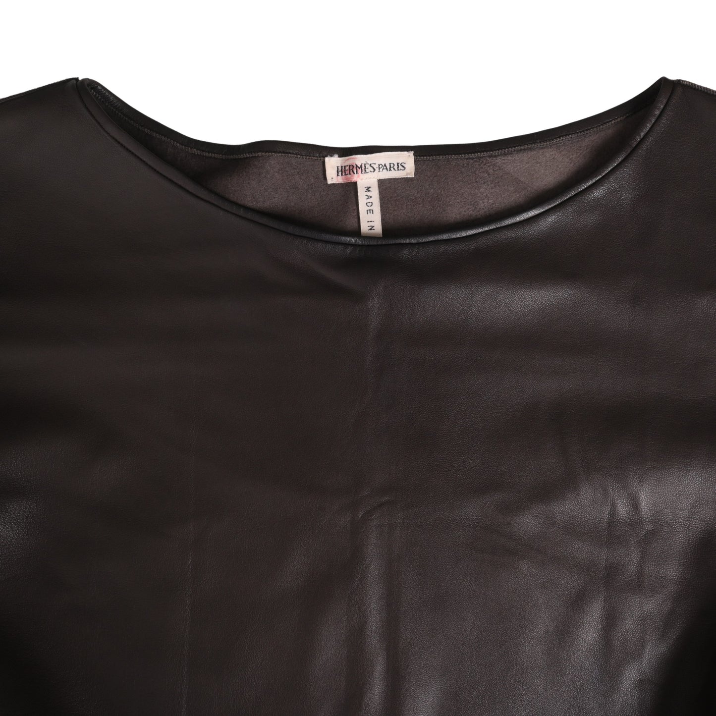 HERMES レザーカットソー ブラウン 42
