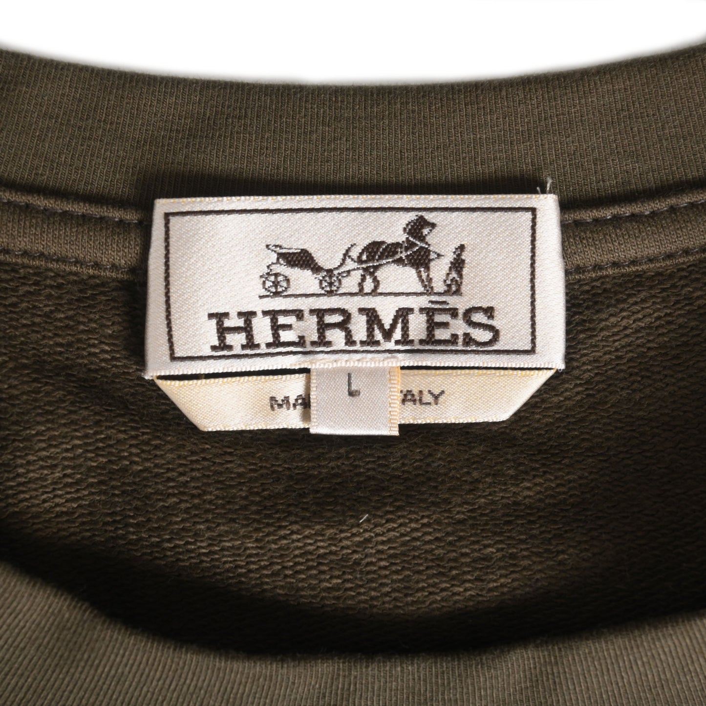 HERMES Tシャツ ホースエンブレム コットン カーキ L