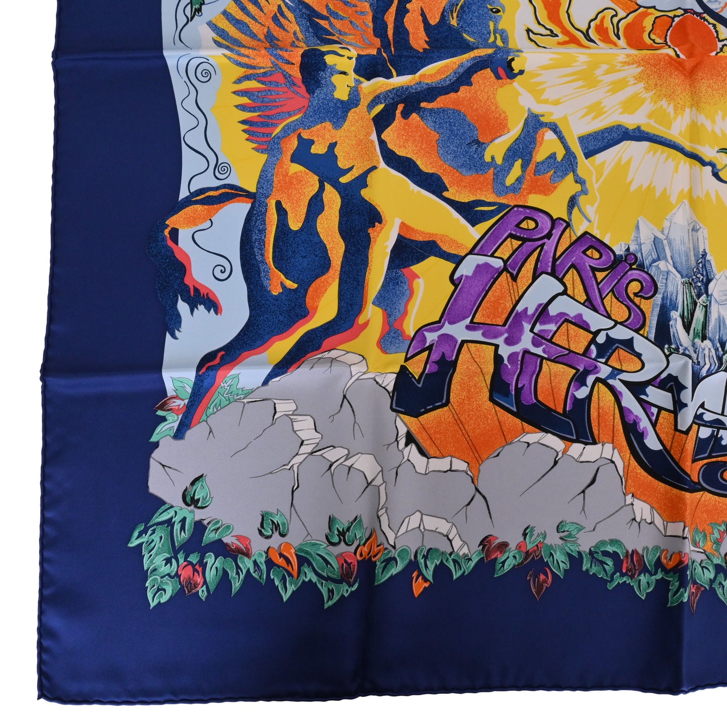 HERMES カレ90 THE ALFEE AUBE LIBRE COMME L`ANGE シルク マルチカラー