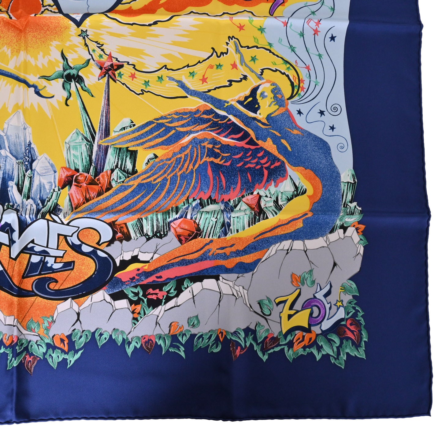 HERMES カレ90 THE ALFEE AUBE LIBRE COMME L`ANGE シルク マルチカラー