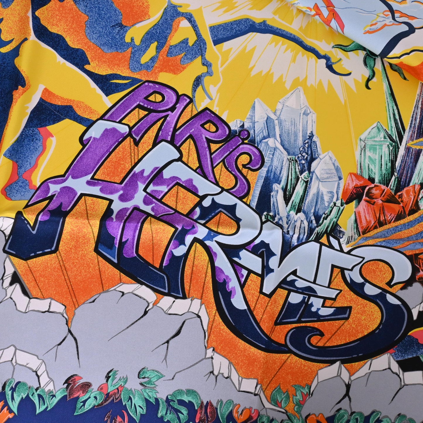 HERMES カレ90 THE ALFEE AUBE LIBRE COMME L`ANGE シルク マルチカラー