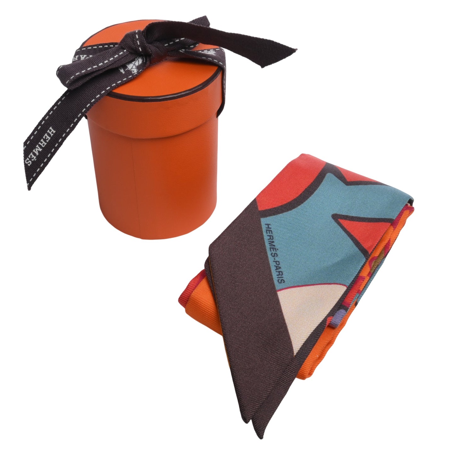 HERMES ツイリー KONGO グラフィティ シルク オレンジ