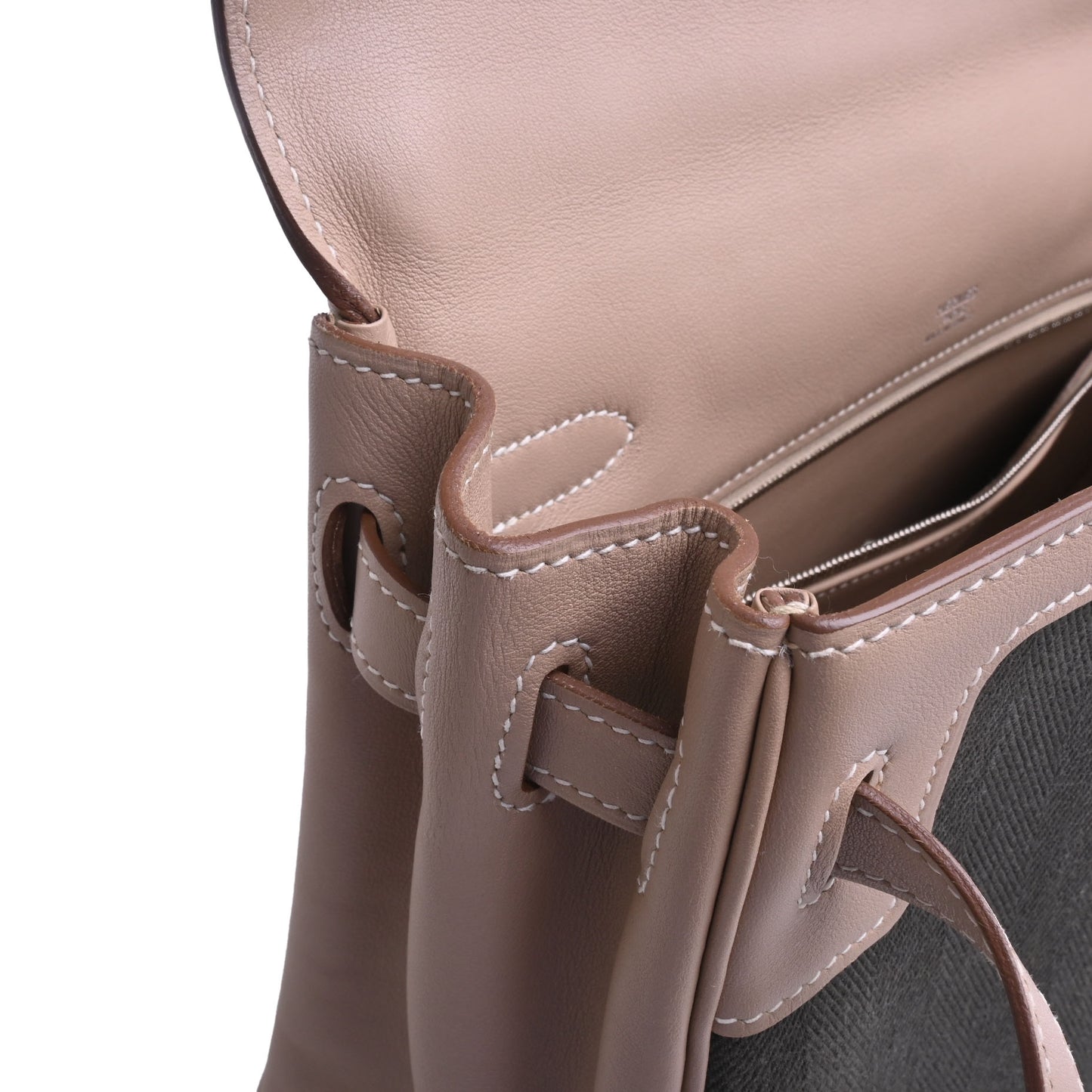 HERMES ケリーアマゾン32 トワル ヴォ―スイフト アルジル カーキ マットシルバー金具 □P刻印