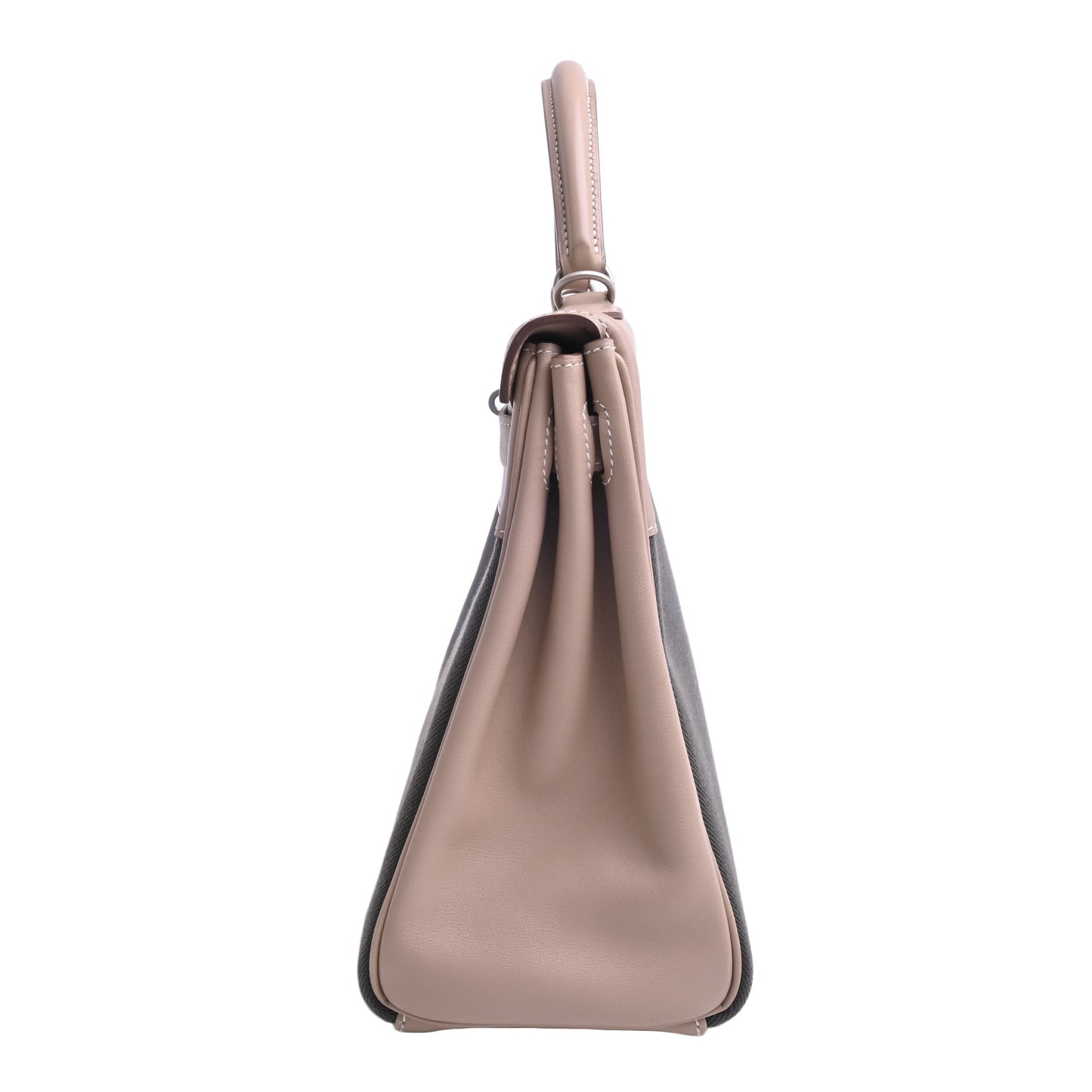 HERMES ケリーアマゾン32 トワル ヴォ―スイフト アルジル カーキ マットシルバー金具 □P刻印