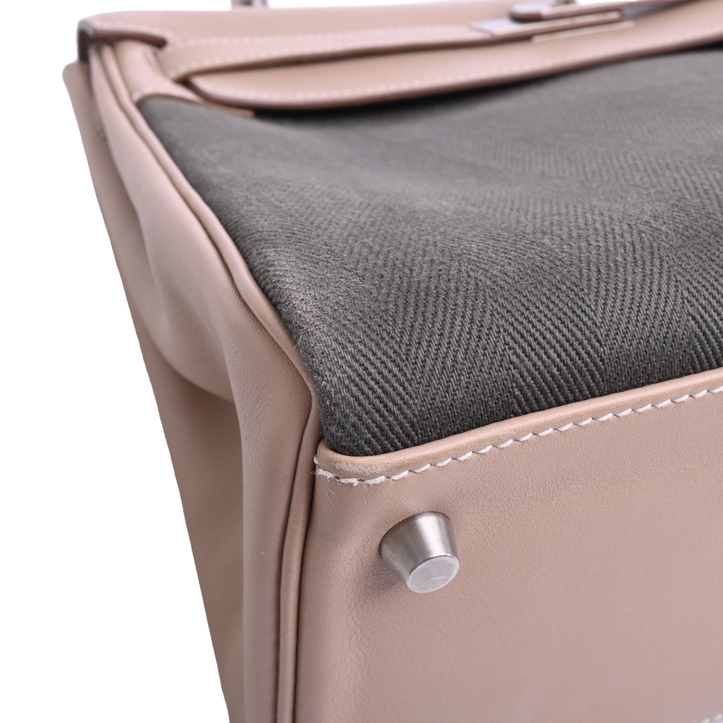 HERMES ケリーアマゾン32 トワル ヴォ―スイフト アルジル カーキ マットシルバー金具 □P刻印