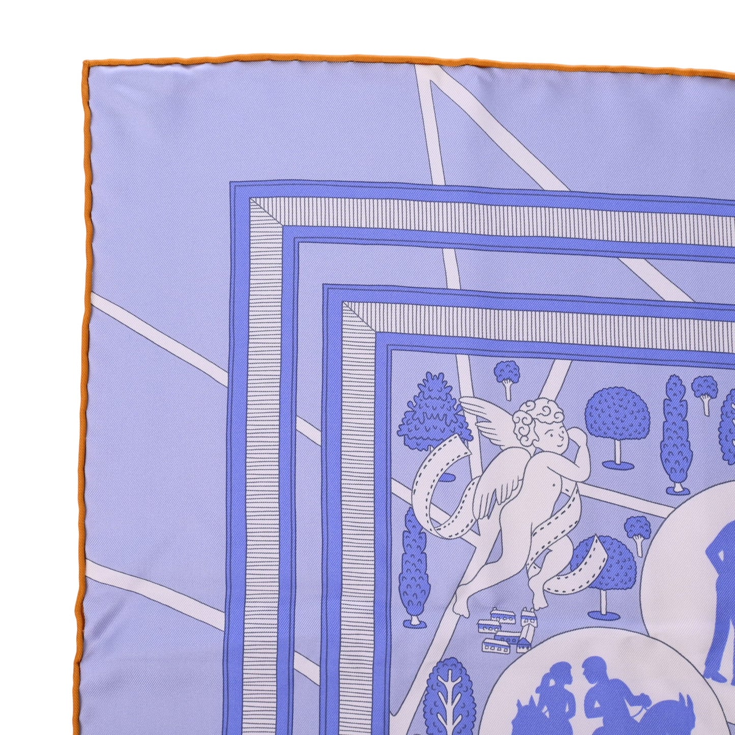 HERMES カレ90 パリの恋人たち シルク ブルー