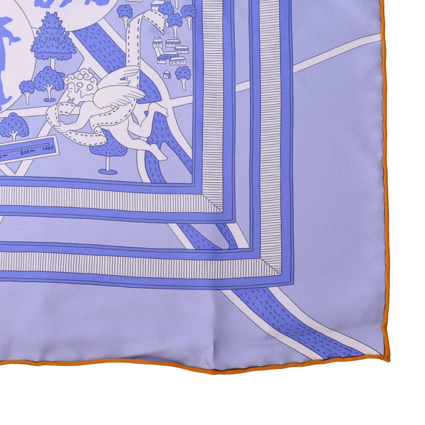 HERMES カレ90 パリの恋人たち シルク ブルー