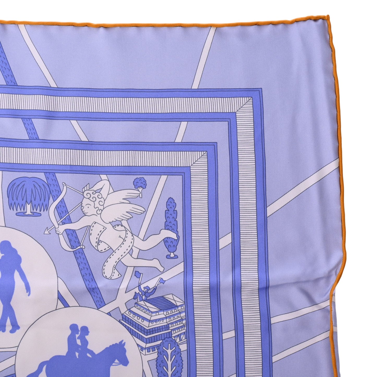 HERMES カレ90 パリの恋人たち シルク ブルー