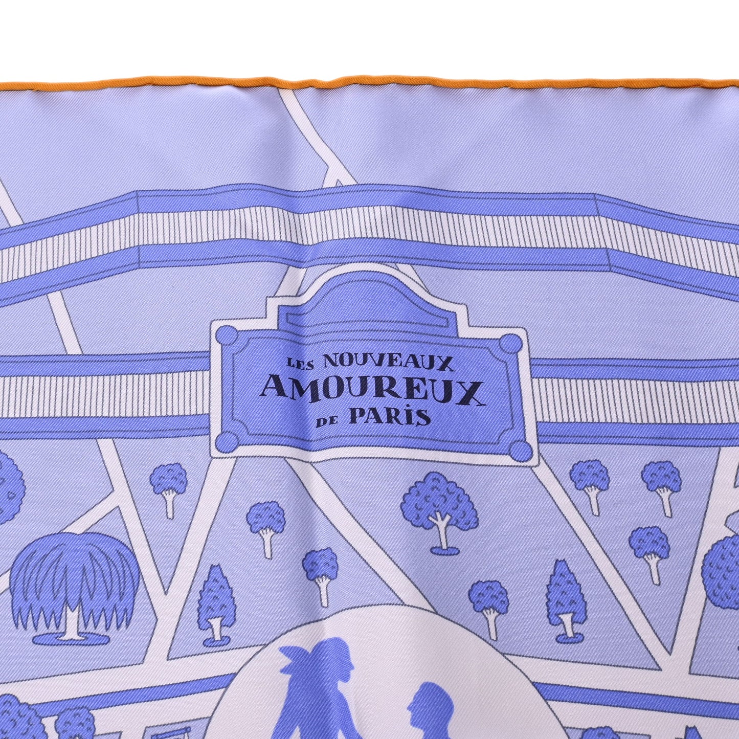 HERMES カレ90 パリの恋人たち シルク ブルー