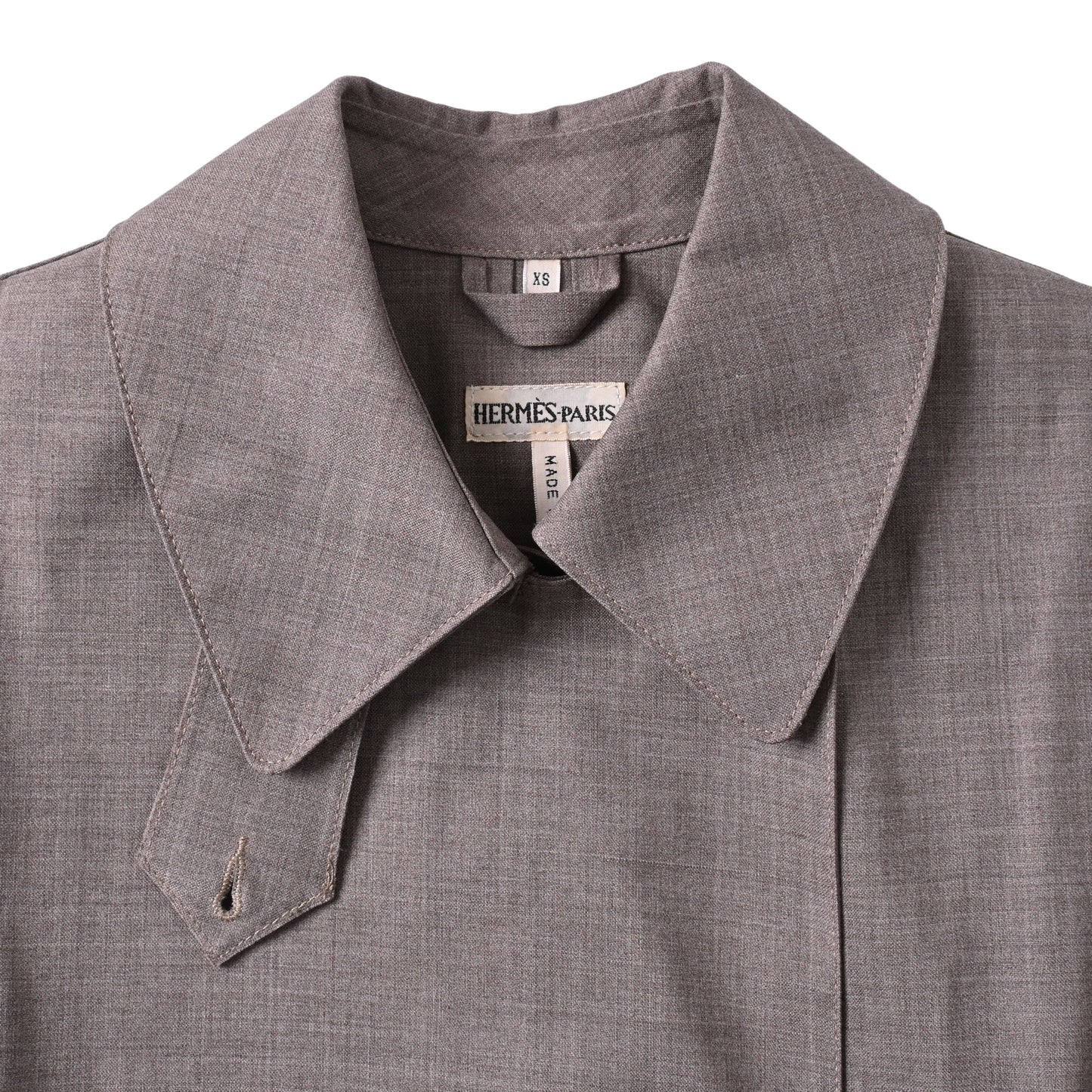 HERMES コート マッキントッシュ ウール グレー XS