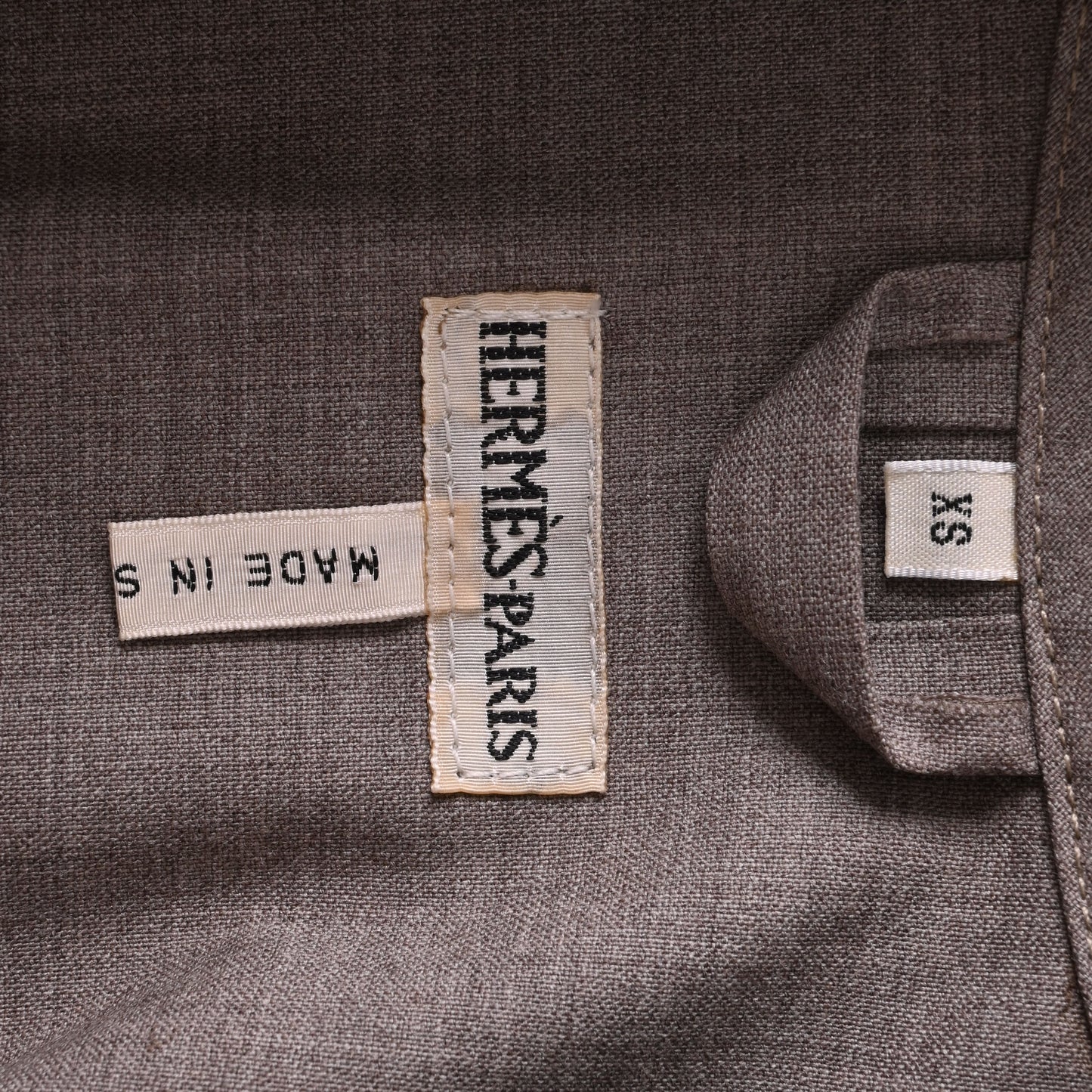 HERMES コート マッキントッシュ ウール グレー XS