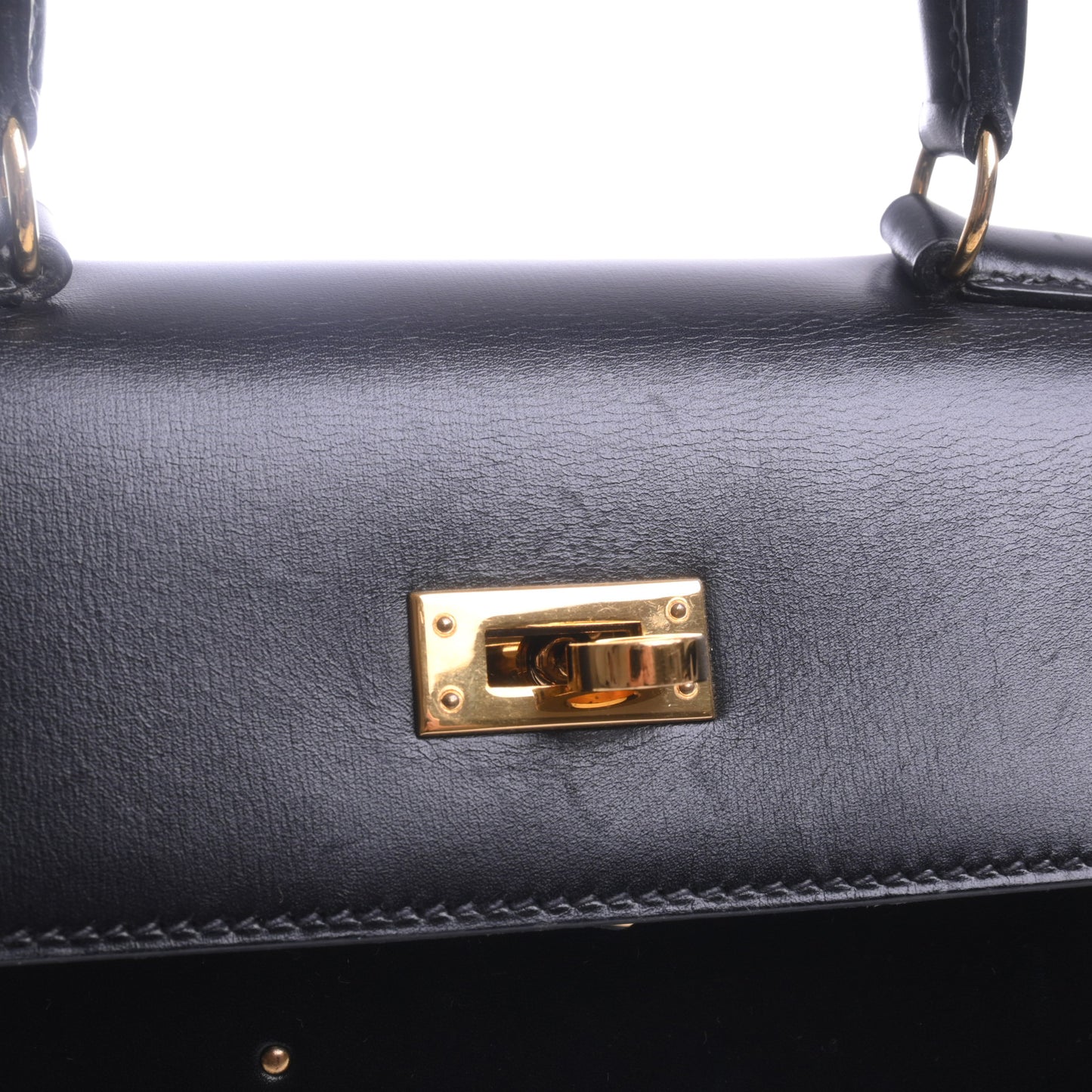 HERMES ミニケリー スタッズ ボックスカーフ 黒 GP 〇X刻印