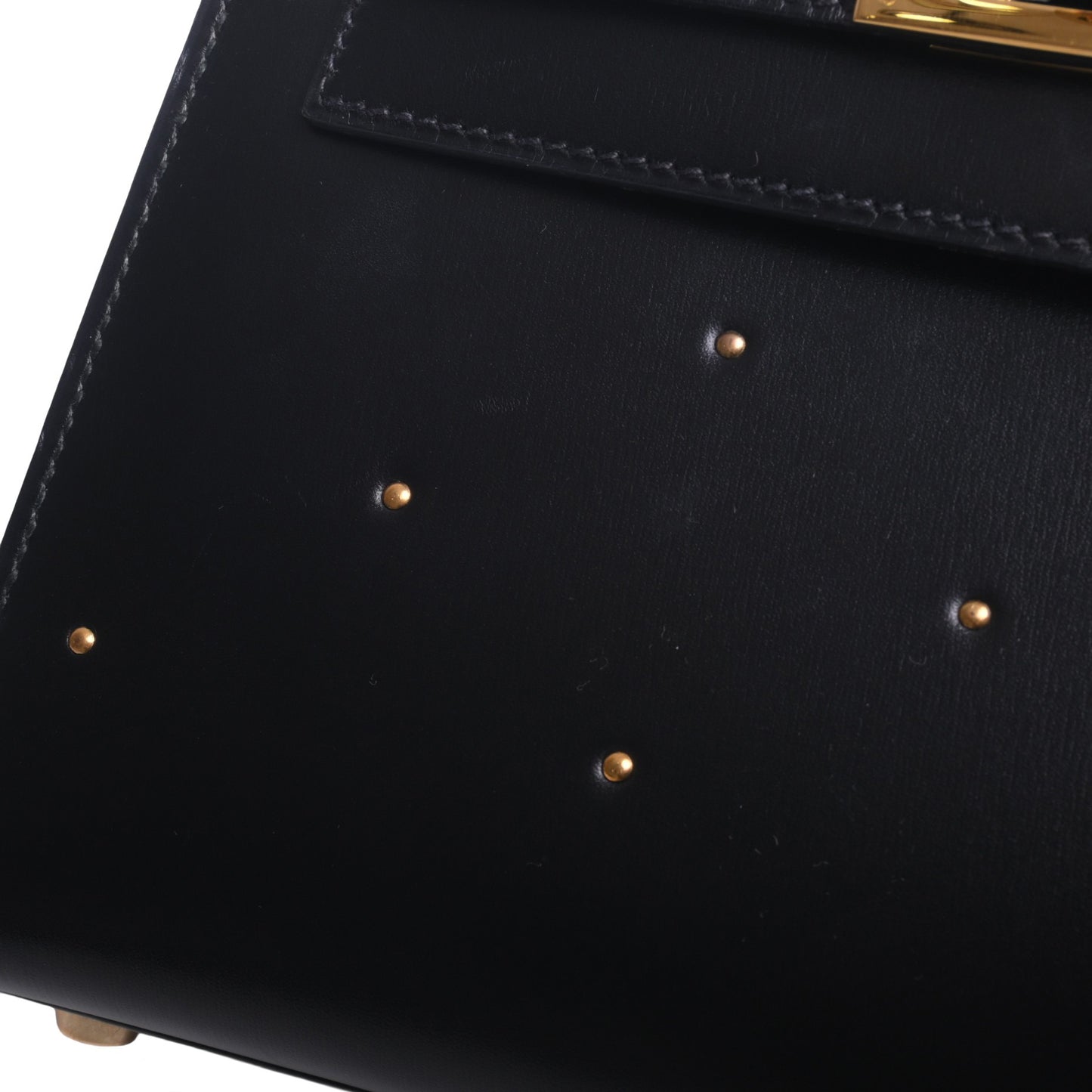 HERMES ミニケリー スタッズ ボックスカーフ 黒 GP 〇X刻印