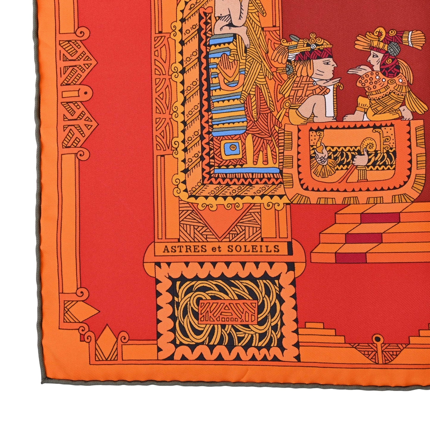 HERMES カレ90 天体と太陽 シルク オレンジ