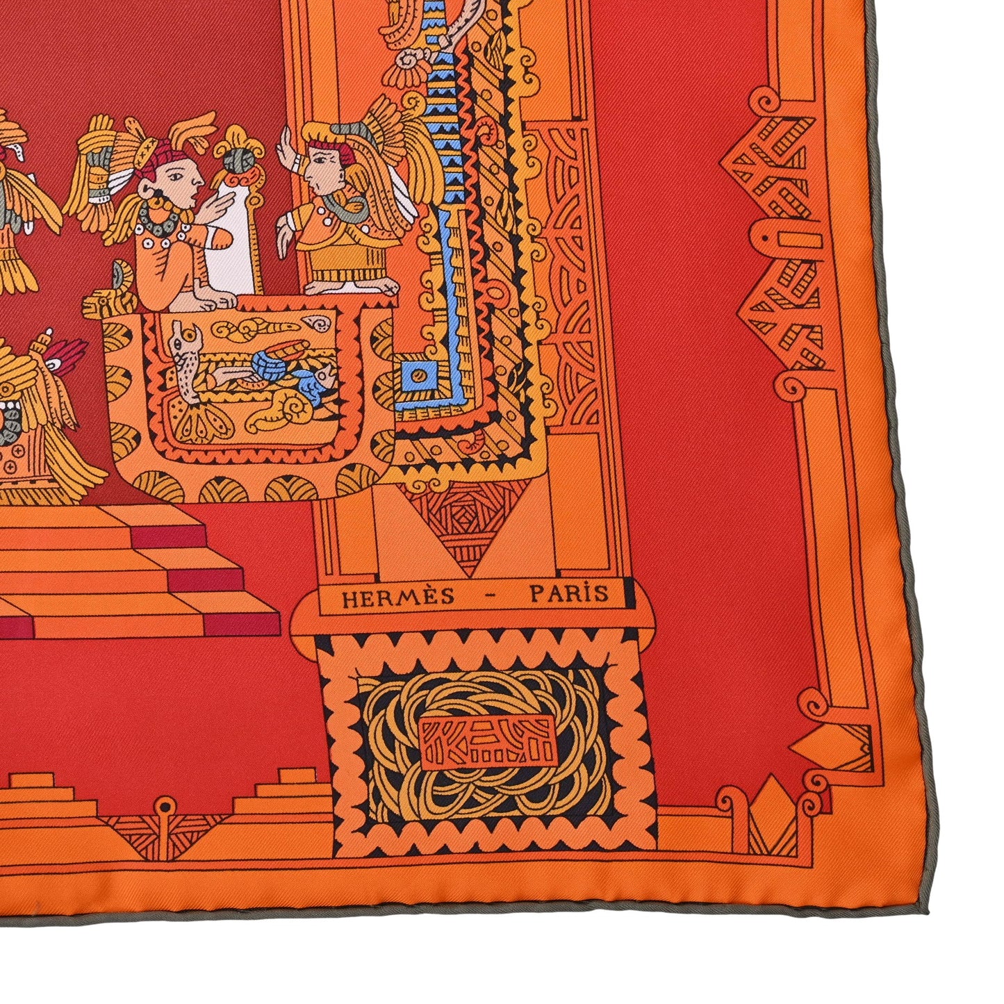 HERMES カレ90 天体と太陽 シルク オレンジ