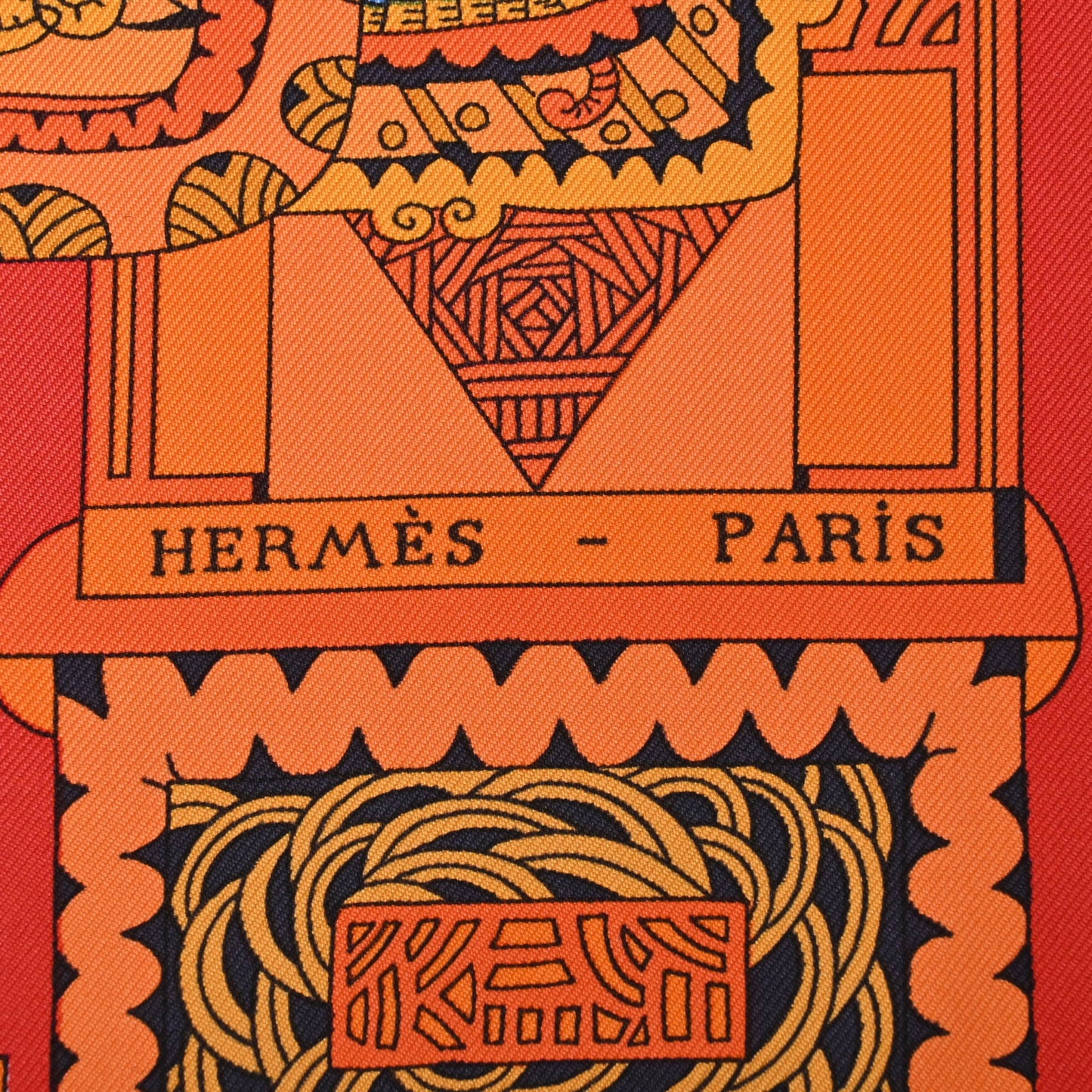 HERMES カレ90 天体と太陽 シルク オレンジ