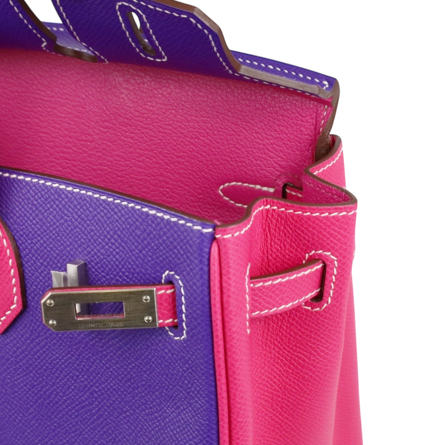Birkin 25个人订单Vaud Epson Ultra Ultra紫罗兰玫瑰Tyrian Matte Silver Metal Fittings X刻