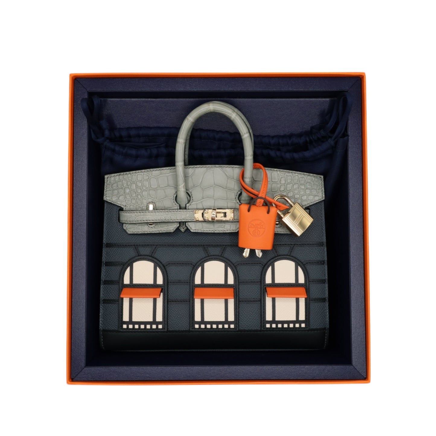 Birkin 20 Serie Faubourg Midnight Alligator Vaux Swift Vaux Epson Grimisty Griciman Black Orange Champagne gold hardware K stamp