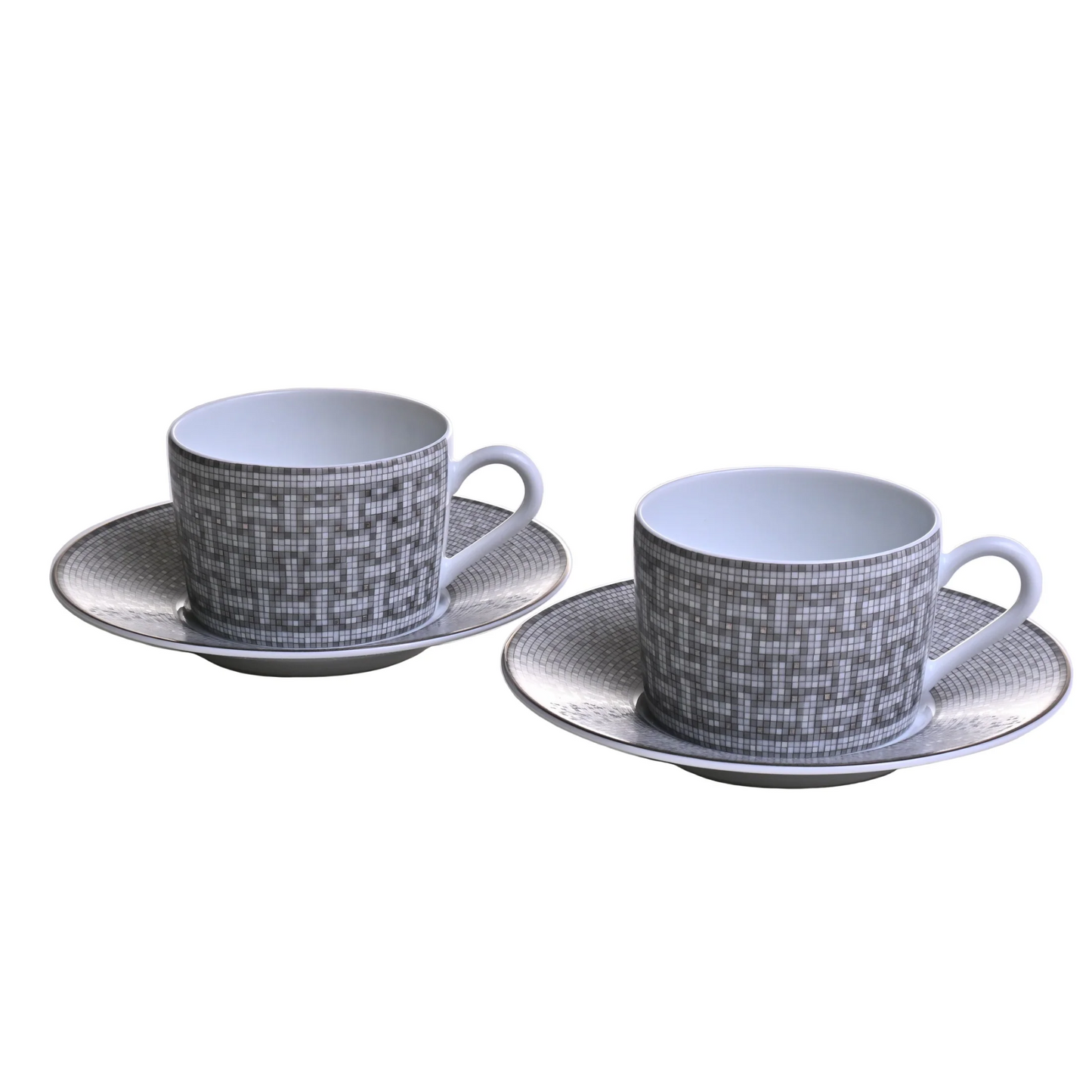 Mosaic 24 Van Cattle Tea Cup & Saucer Pair Platinum