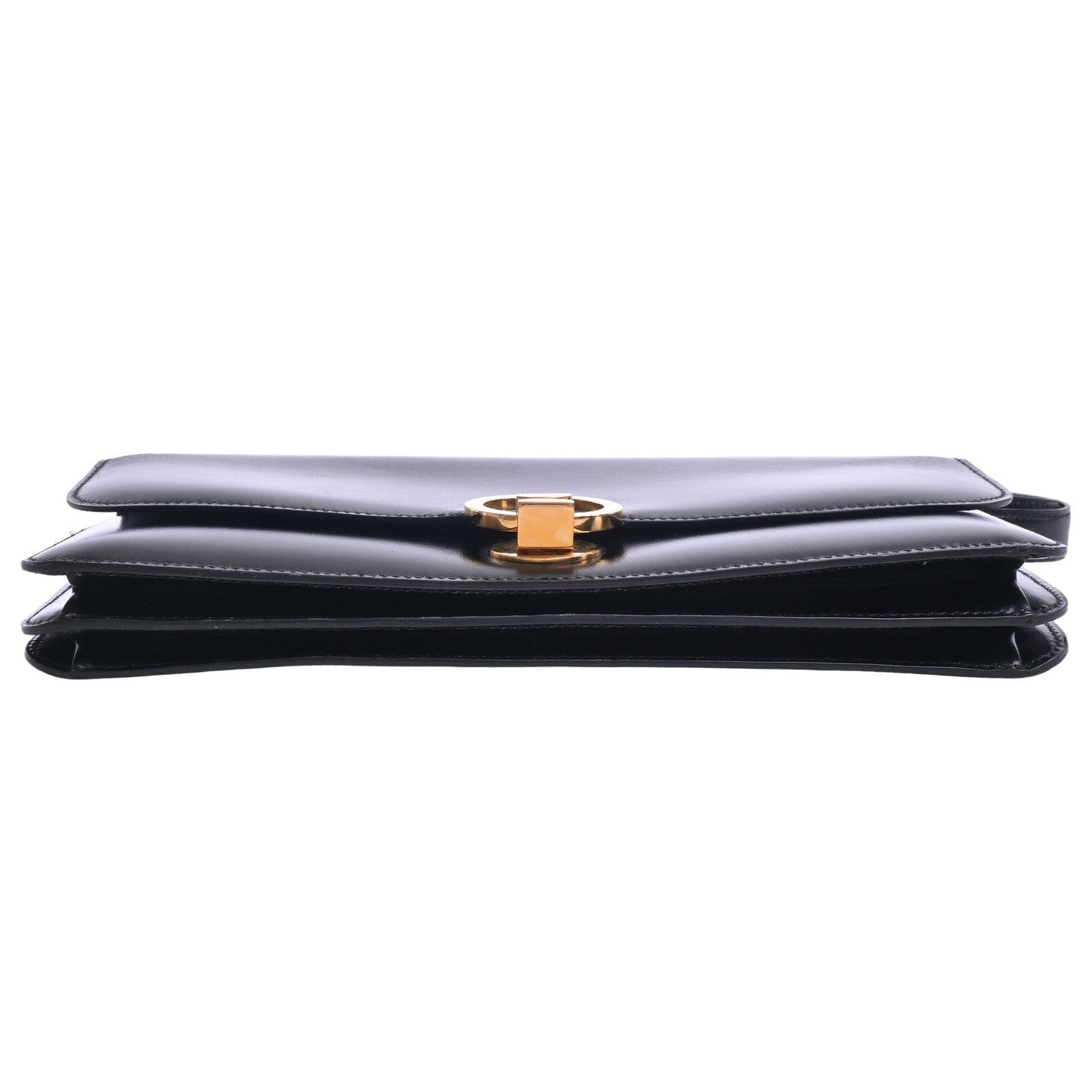 Ringdo Shoulder Bag Box Calf Black GP 〇M Engraved
