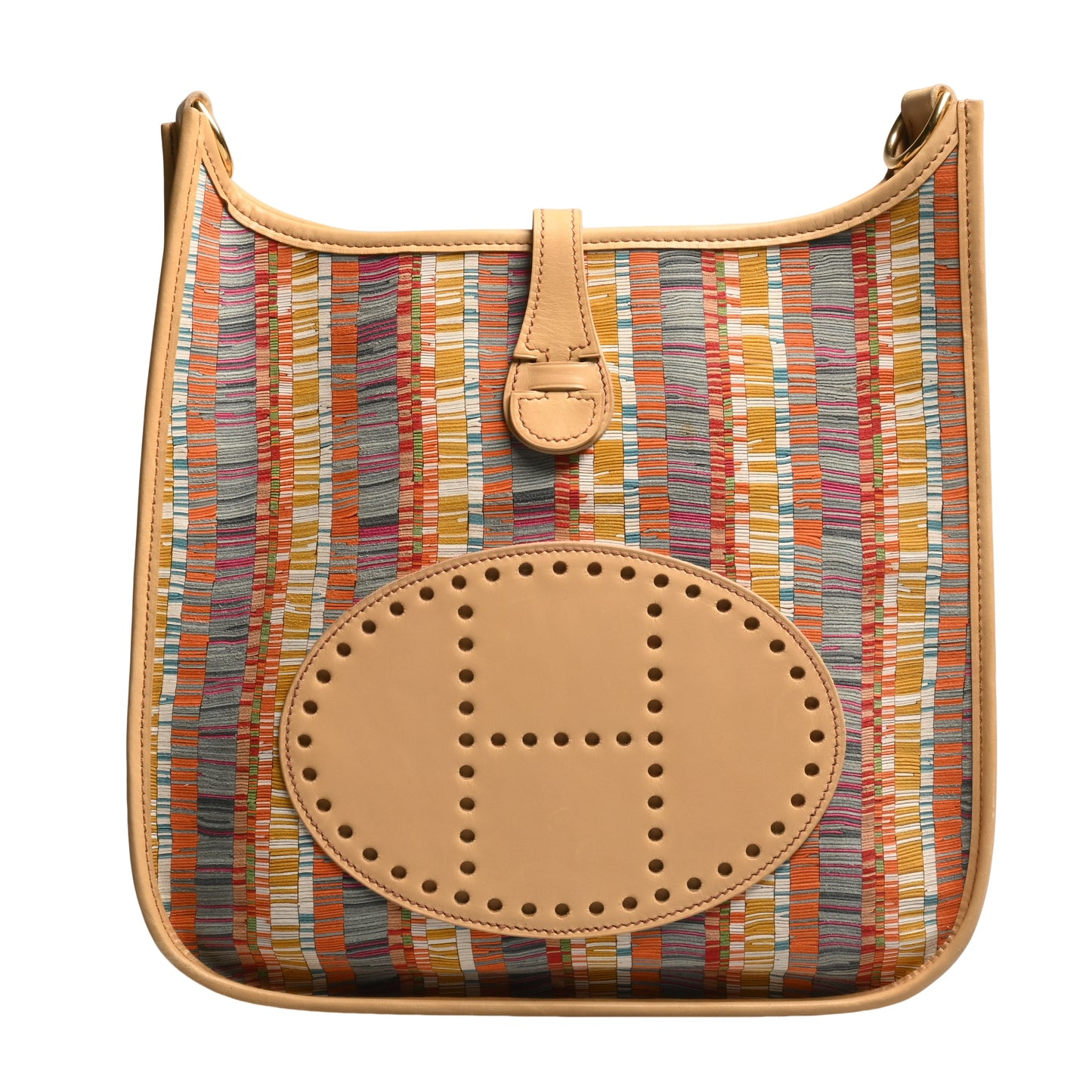 HERMES エヴリン1PM ヴィブラートスニップ ボックスネパール マルチカラー ベージュ SS □F刻印