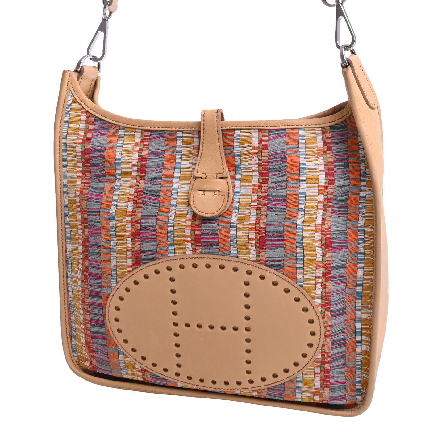 HERMES エヴリン1PM ヴィブラートスニップ ボックスネパール マルチカラー ベージュ SS □F刻印