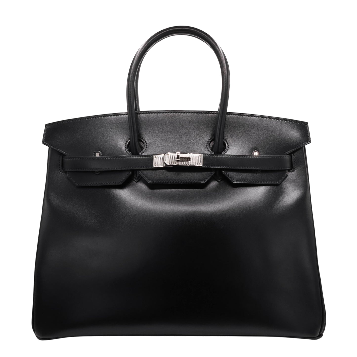 Birkin 35 Box Calf Black Giroche Metal Fittings □R Engraved