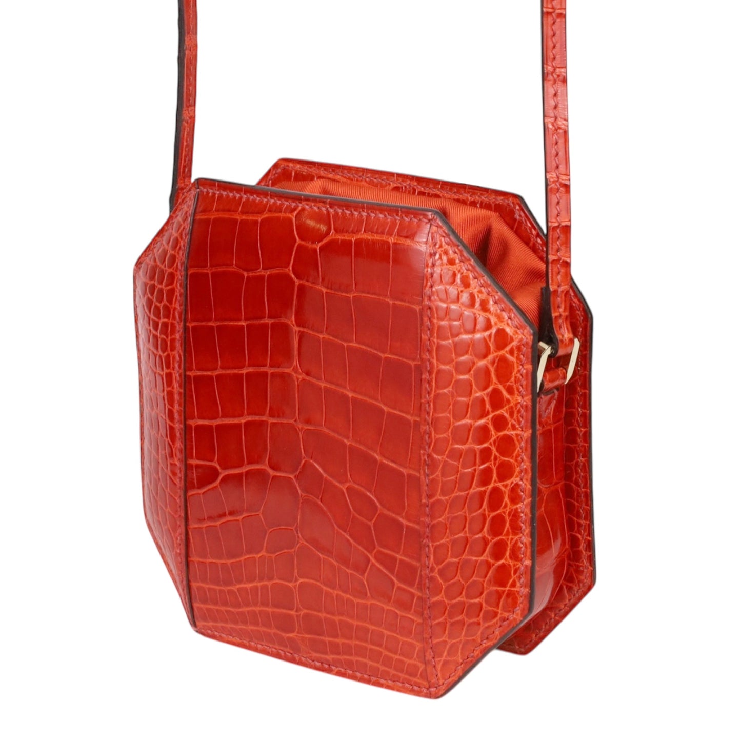 POUDRIER Alligator Geranium GP T engraved