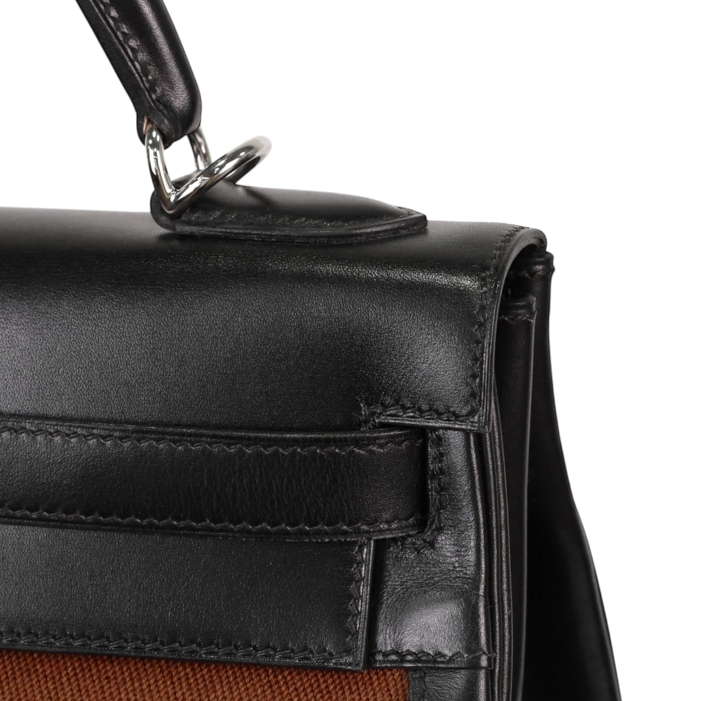 Kelly 32 Toile Potamos Box Calf Black Brown SS □J Engraved