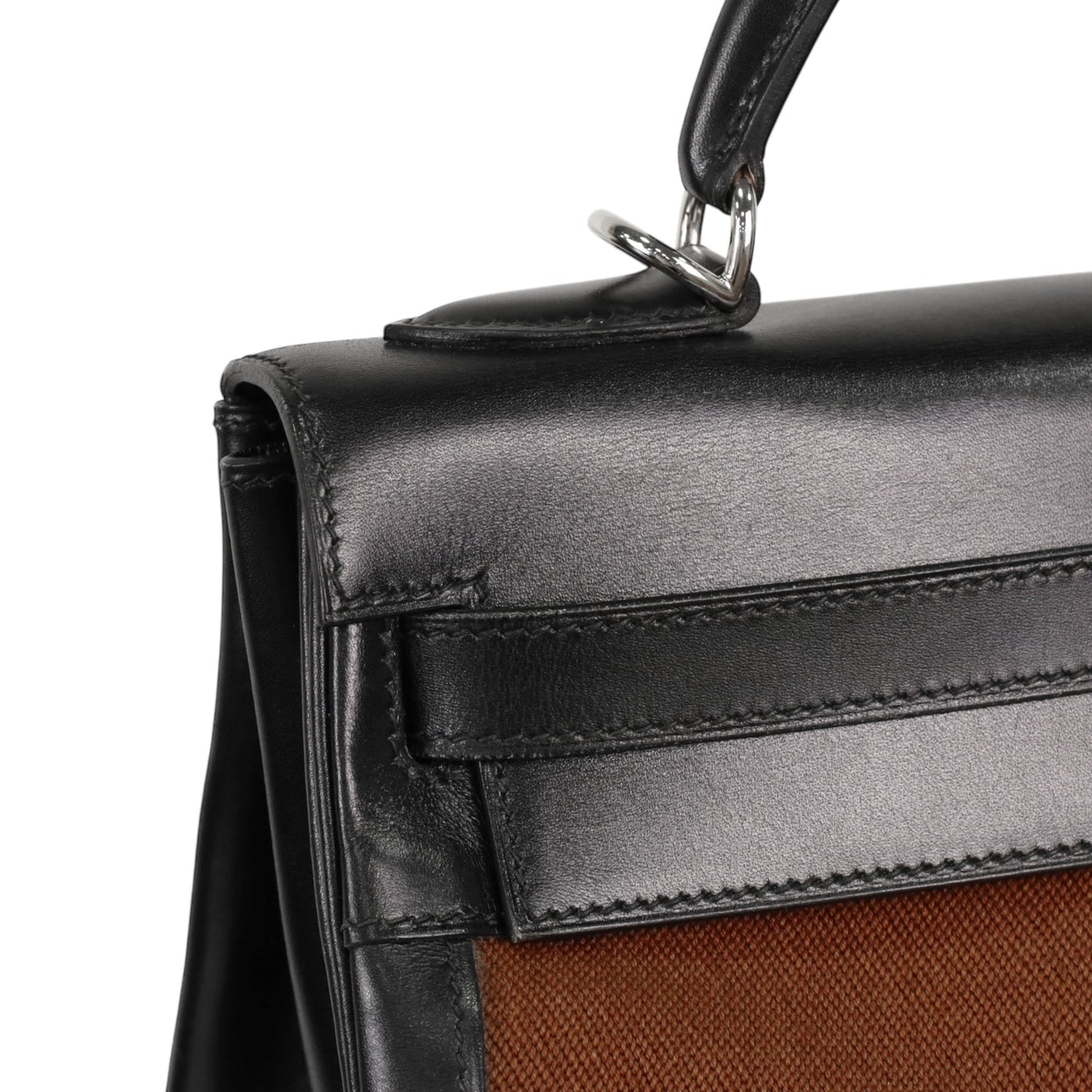 Kelly 32 Toile Potamos Box Calf Black Brown SS □J Engraved