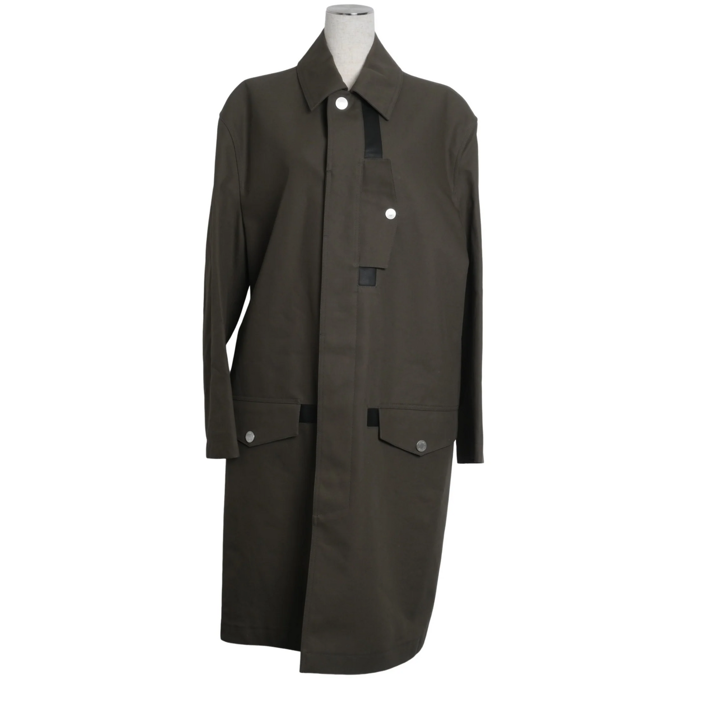 Trench coat, cotton, leather, khaki, 48