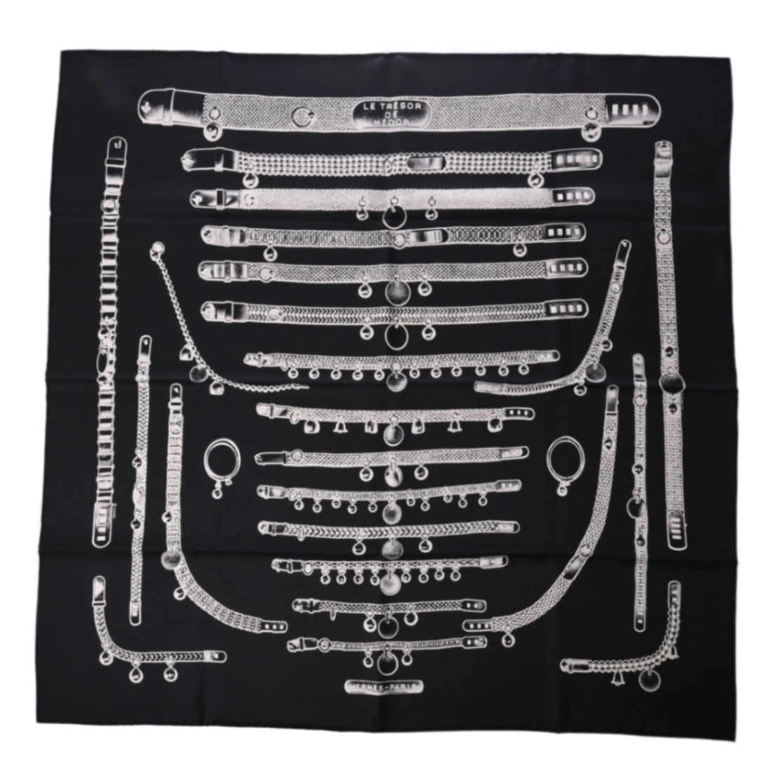 カレ90　トレゾール・ドゥ・メドール　シルク　ブラック