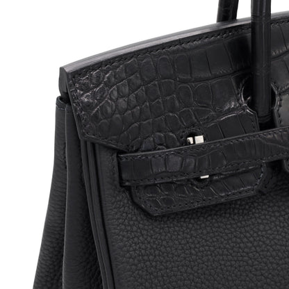 Birkin 25 Touch Alligator Togo Black SS UStamp