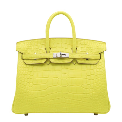 Birkin 25 Alligator Matte Lime SS WStamp