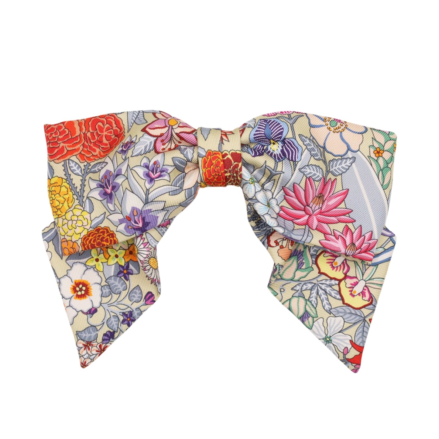 グルネルPM　バレッタ　花柄　シルク　マルチカラー