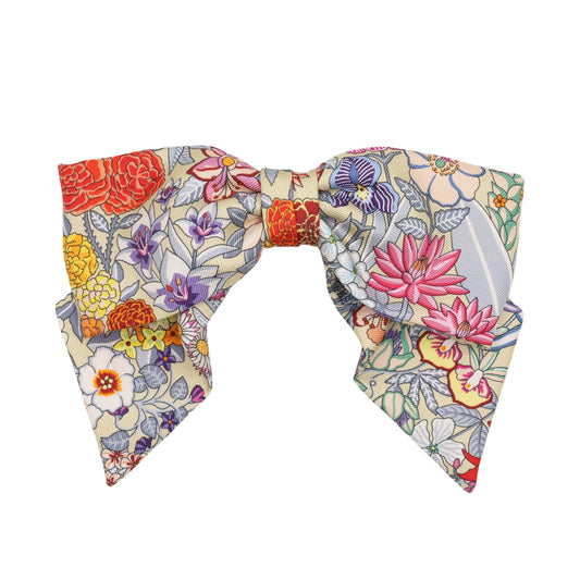 グルネルPM　バレッタ　花柄　シルク　マルチカラー