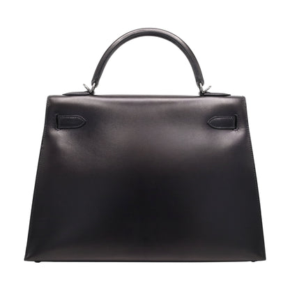 Kelly 32 box calf black ruthenium hardware □J engraved