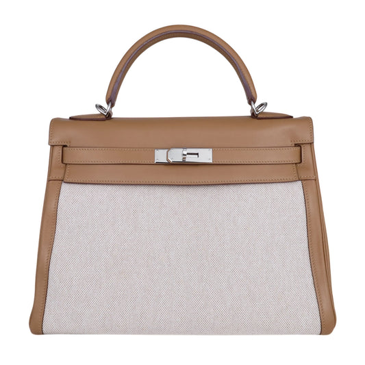 Kelly 32 Toile Ash Voor Swift Tabac camel SS □L engraved