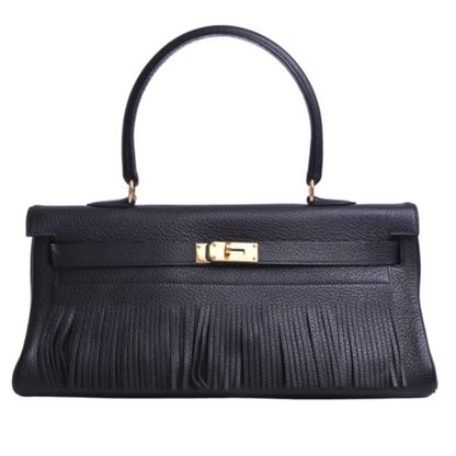 Shoulder Kelly Fringe Togo Black GP □M engraved
