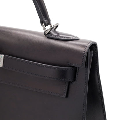 Kelly 32 box calf black ruthenium hardware □J engraved